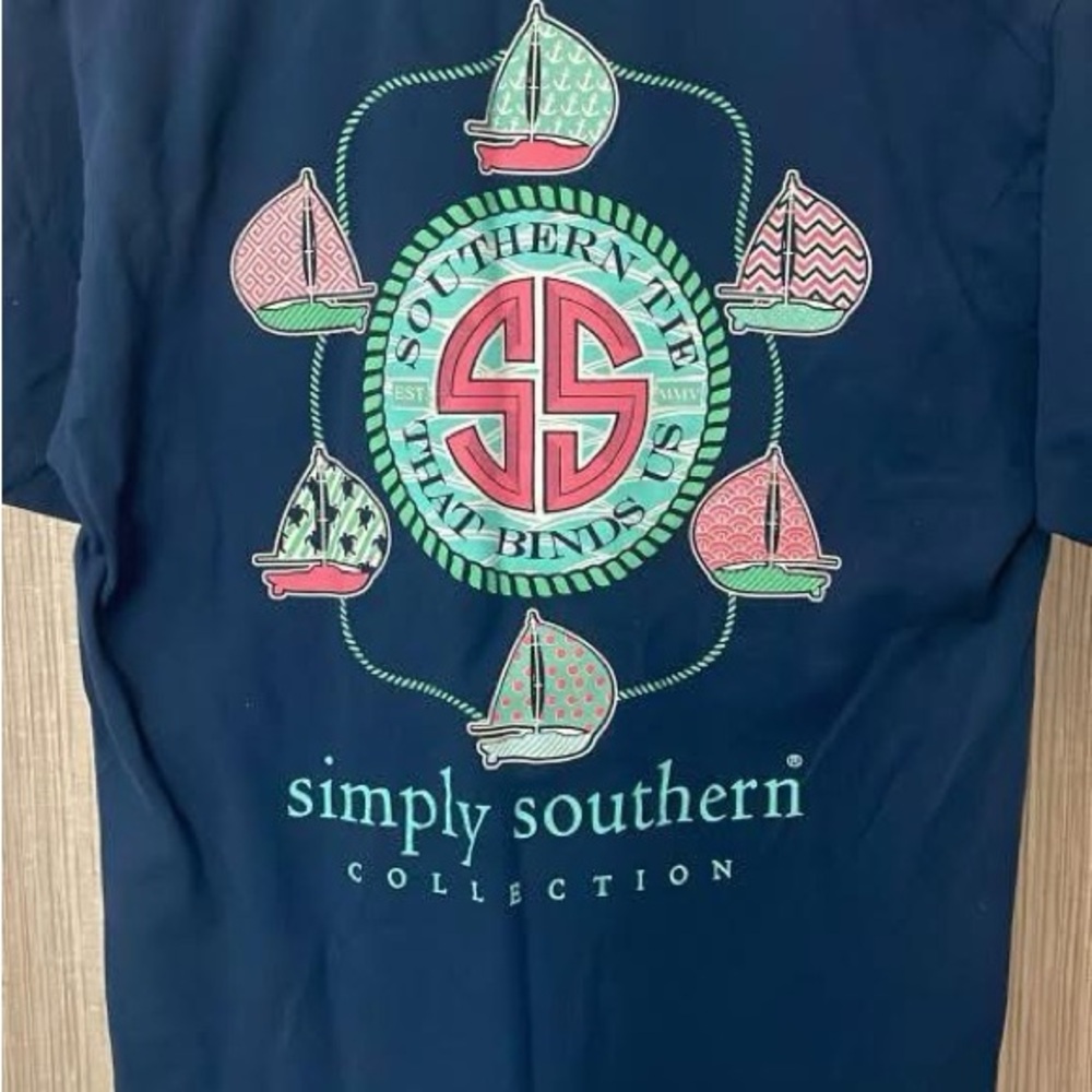 Simply Southern Navy Tee with Sailboat Design